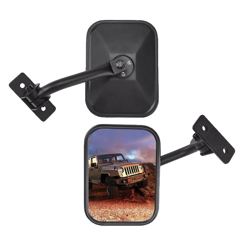 QMPARTS Upgraded Mirrors Doors Off Compatible with Wrangler TJ JK JKU  No Vibrate & Wobble Side View Mirrors  Easy-Install Quick Release Mirror Relocation Kit Compatible with Wrangler 1997-2018 - Image 1